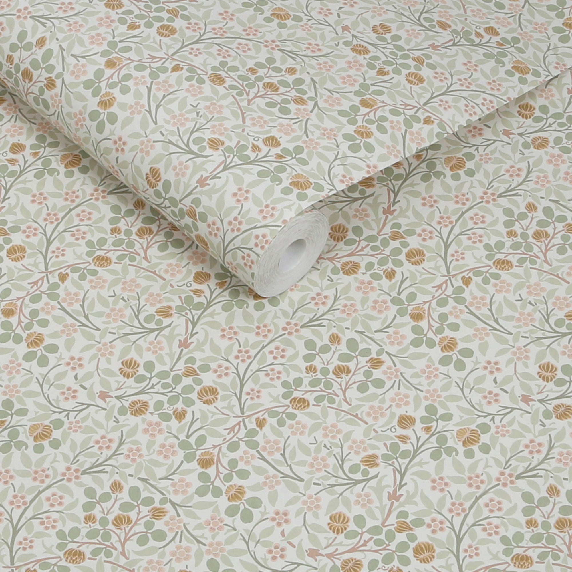 Clover Wallpaper in spring peony &amp; sage color - pattern number 145684 - by William Morris in the William Morris at Home SS26 collection
