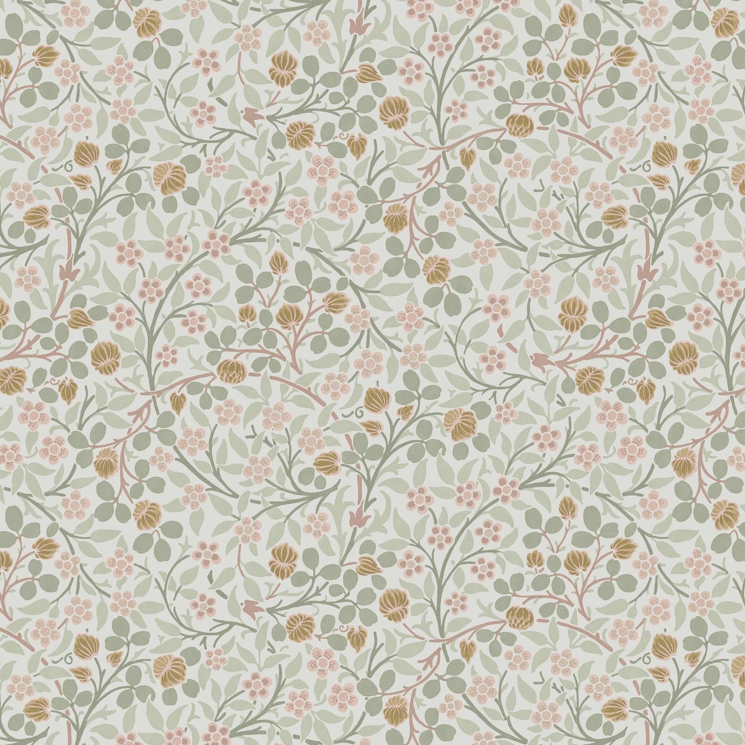 Clover Wallpaper in spring peony &amp; sage color - pattern number 145684 - by William Morris in the William Morris at Home SS26 collection