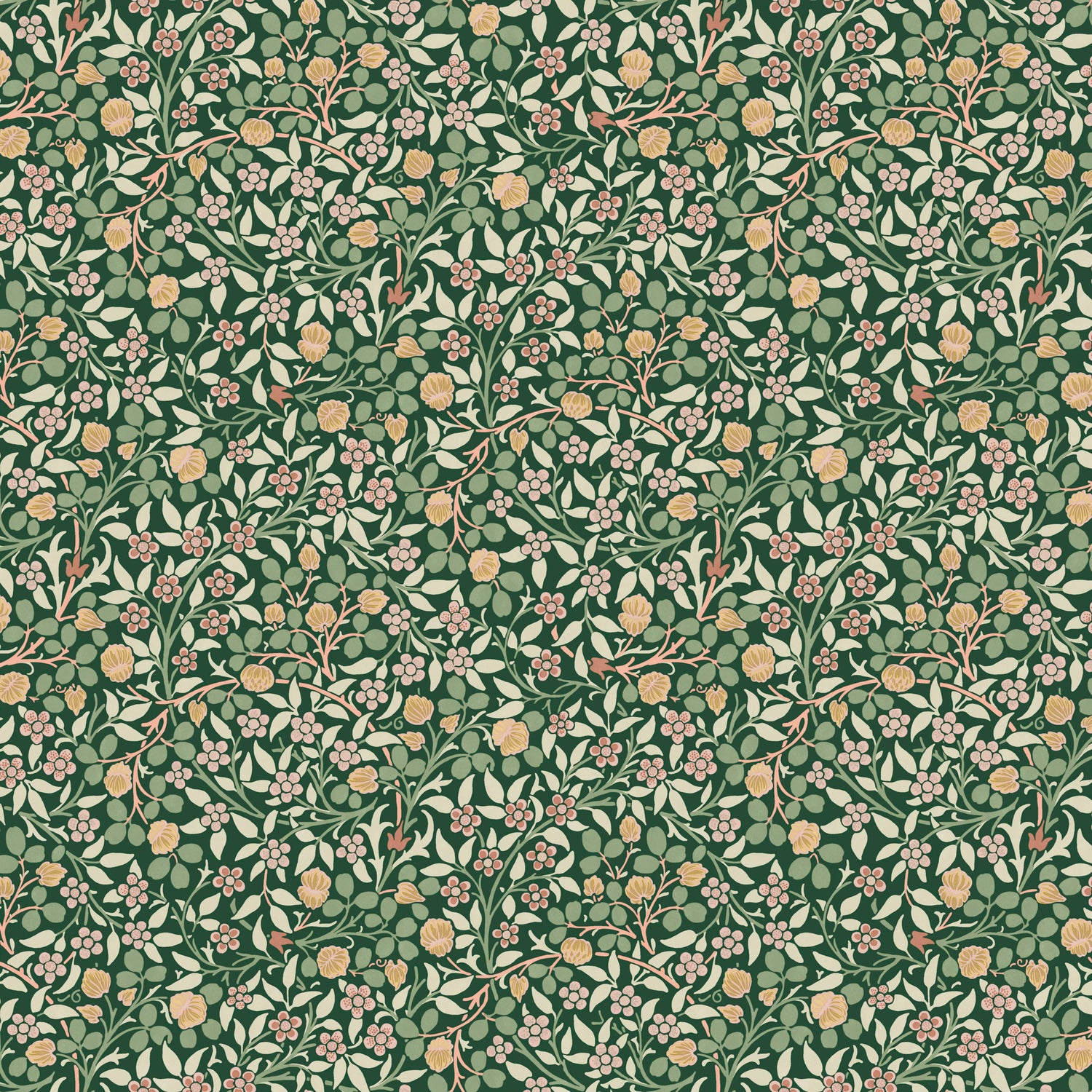 Clover Wallpaper in forest color - pattern number 145685 - by William Morris in the William Morris at Home SS26 collection