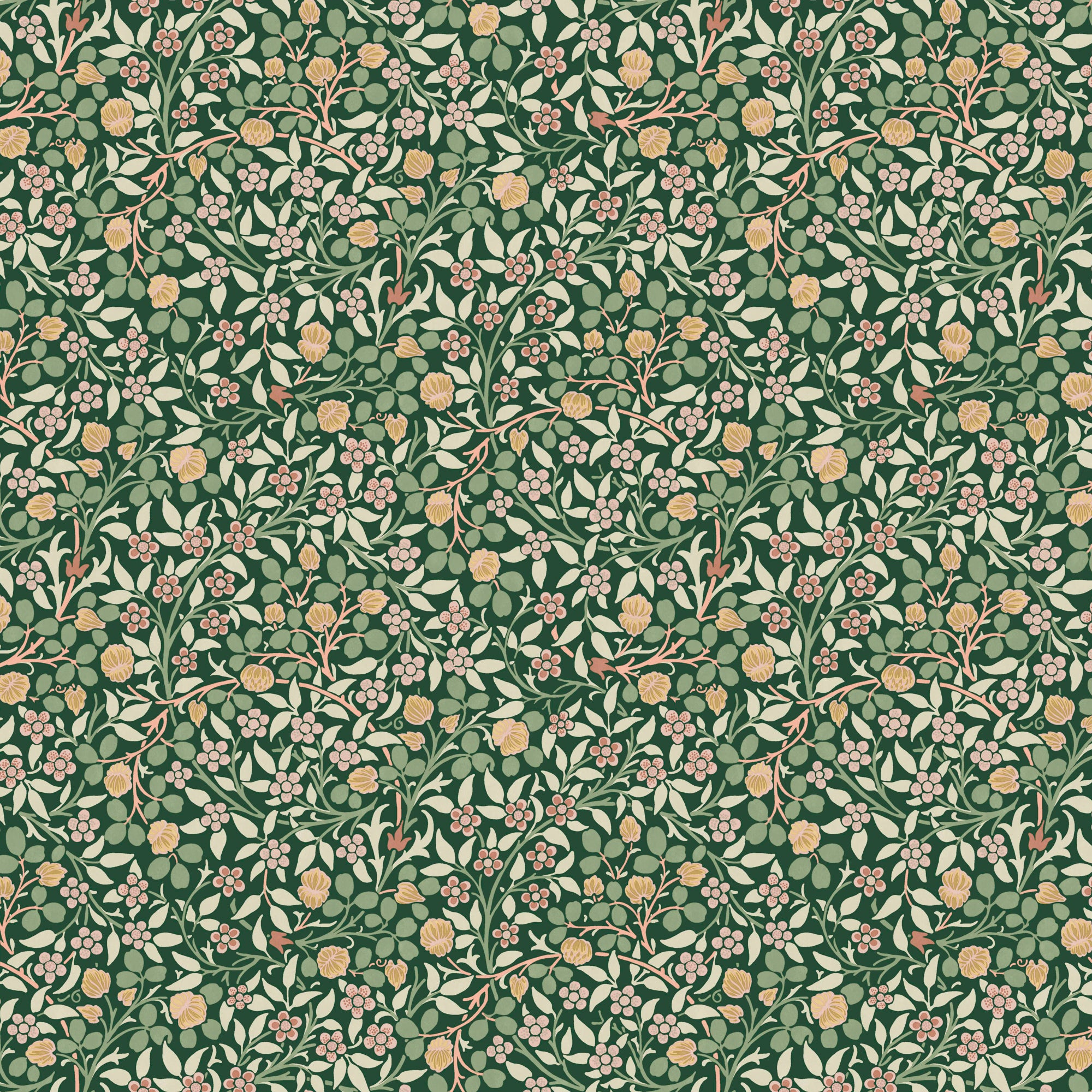 Clover Wallpaper in forest color - pattern number 145685 - by William Morris in the William Morris at Home SS26 collection