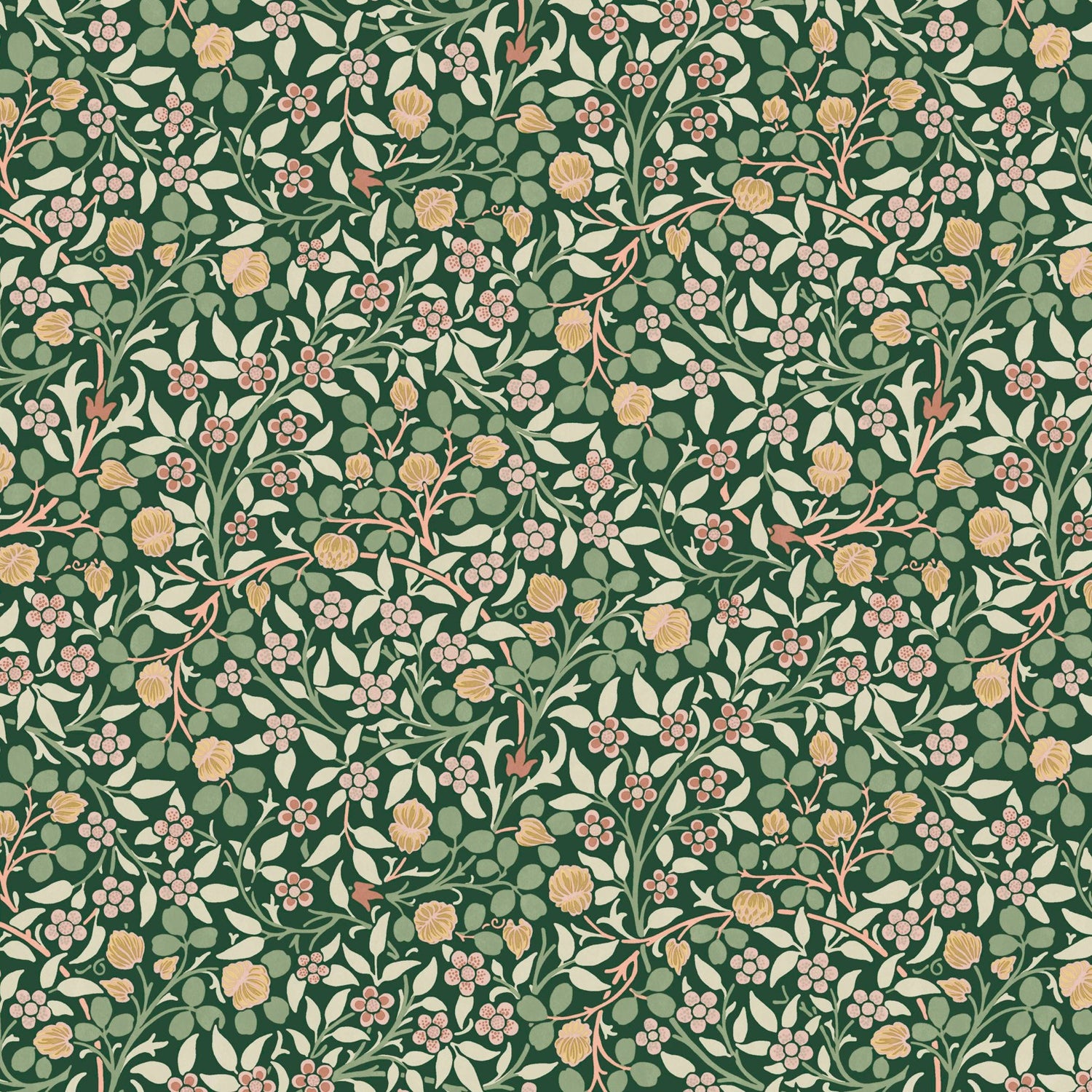 Clover Wallpaper in forest color - pattern number 145685 - by William Morris in the William Morris at Home SS26 collection