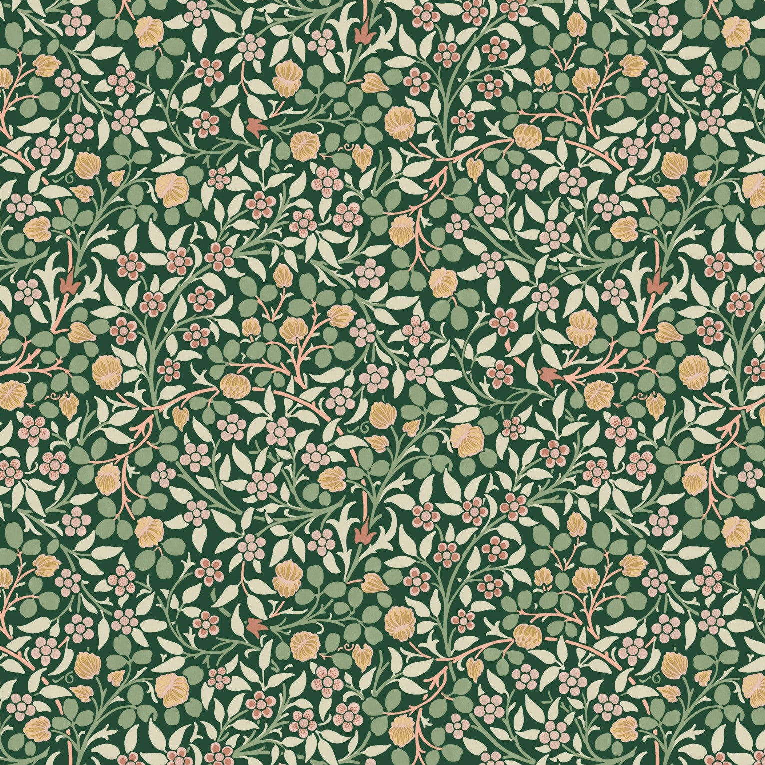 Clover Wallpaper in forest color - pattern number 145685 - by William Morris in the William Morris at Home SS26 collection