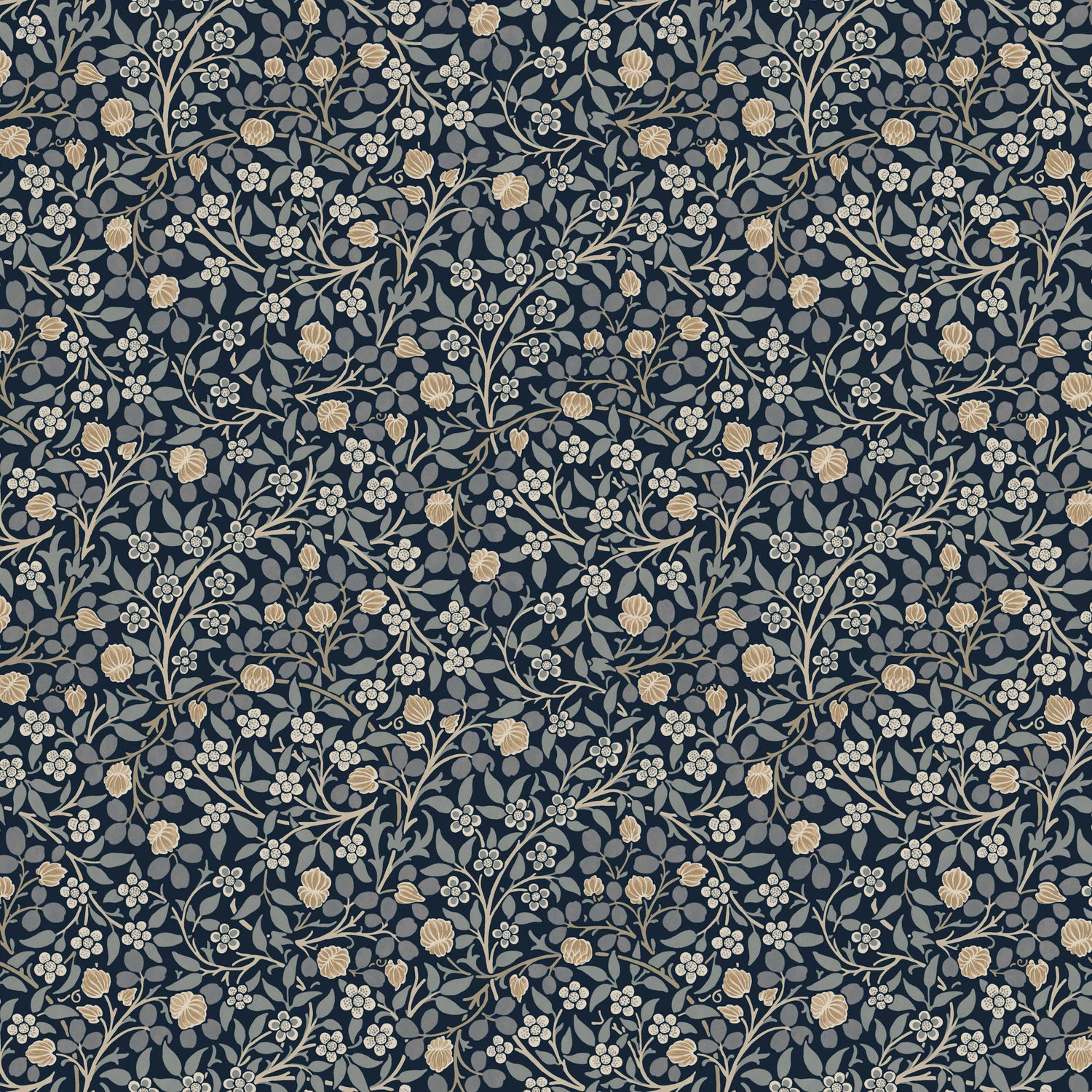 Clover Wallpaper in midnight color - pattern number 145686 - by William Morris in the William Morris at Home SS26 collection