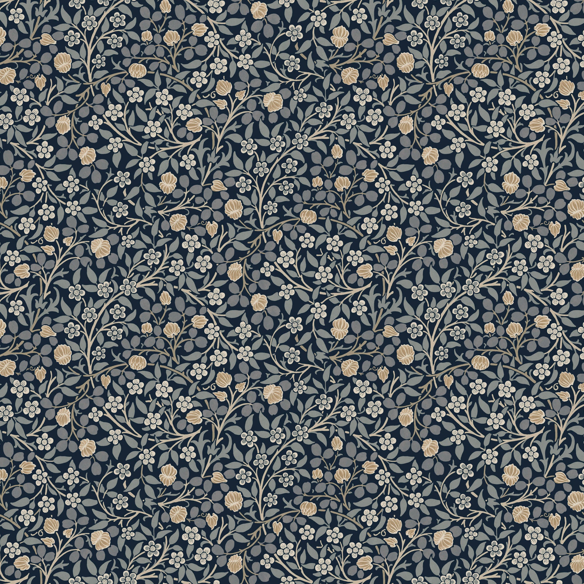 Clover Wallpaper in midnight color - pattern number 145686 - by William Morris in the William Morris at Home SS26 collection