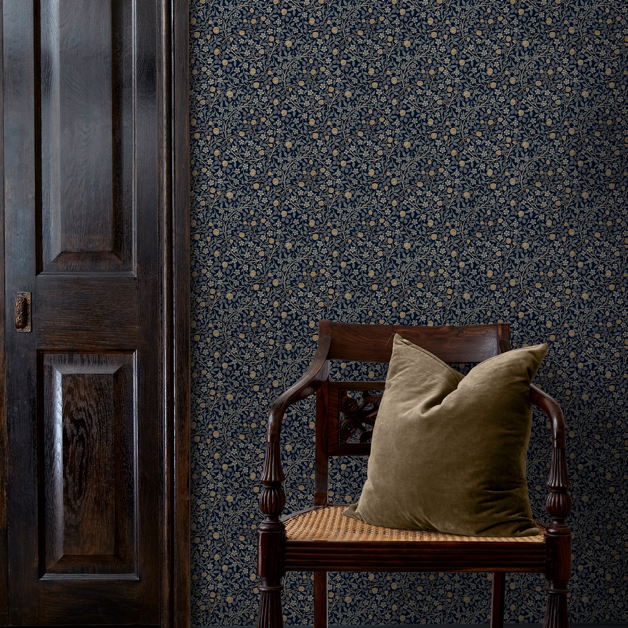Clover Wallpaper in midnight color - pattern number 145686 - by William Morris in the William Morris at Home SS26 collection