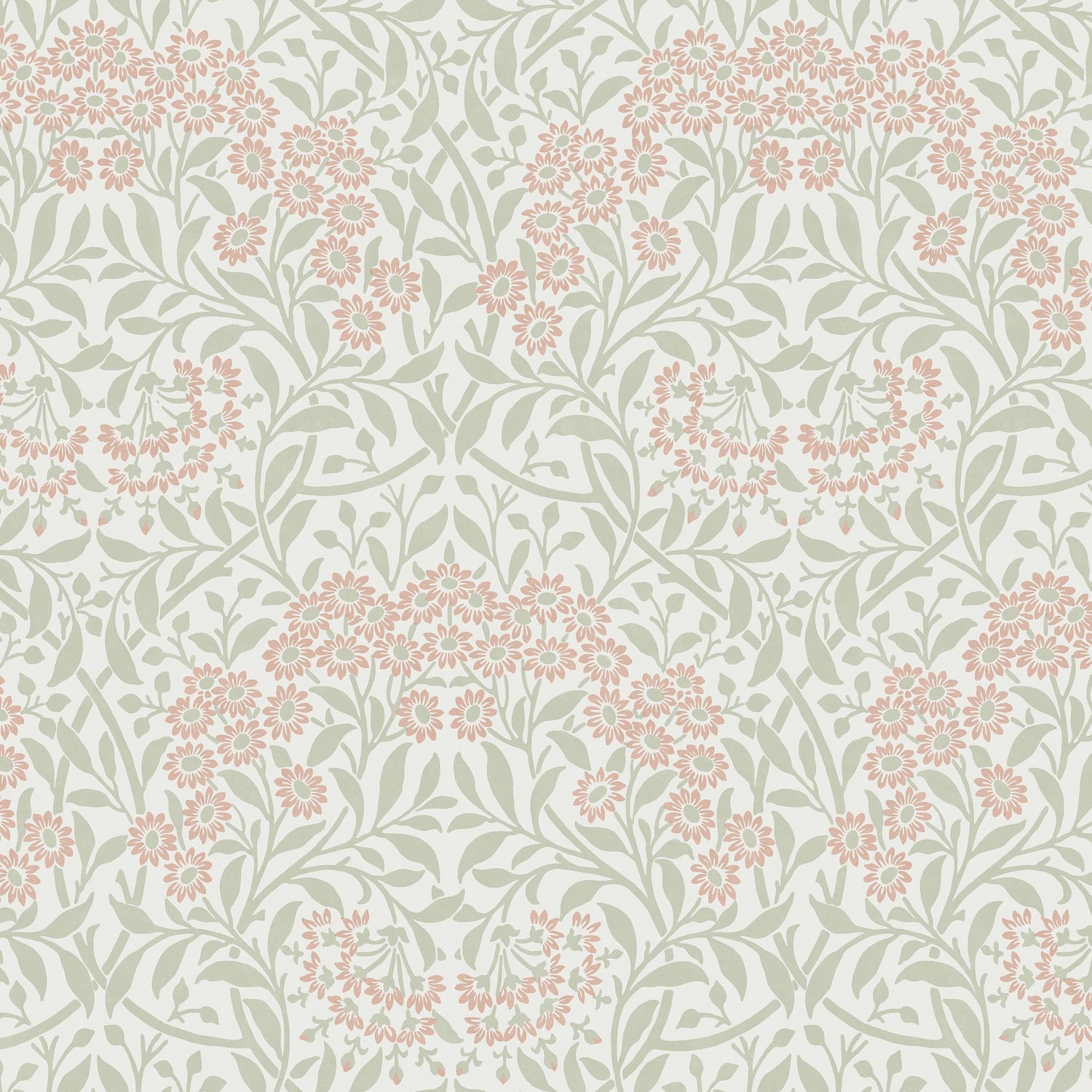 Michaelmas Daisy Wallpaper in peony &amp; sage color - pattern number 145687 - by William Morris in the William Morris at Home SS26 collection