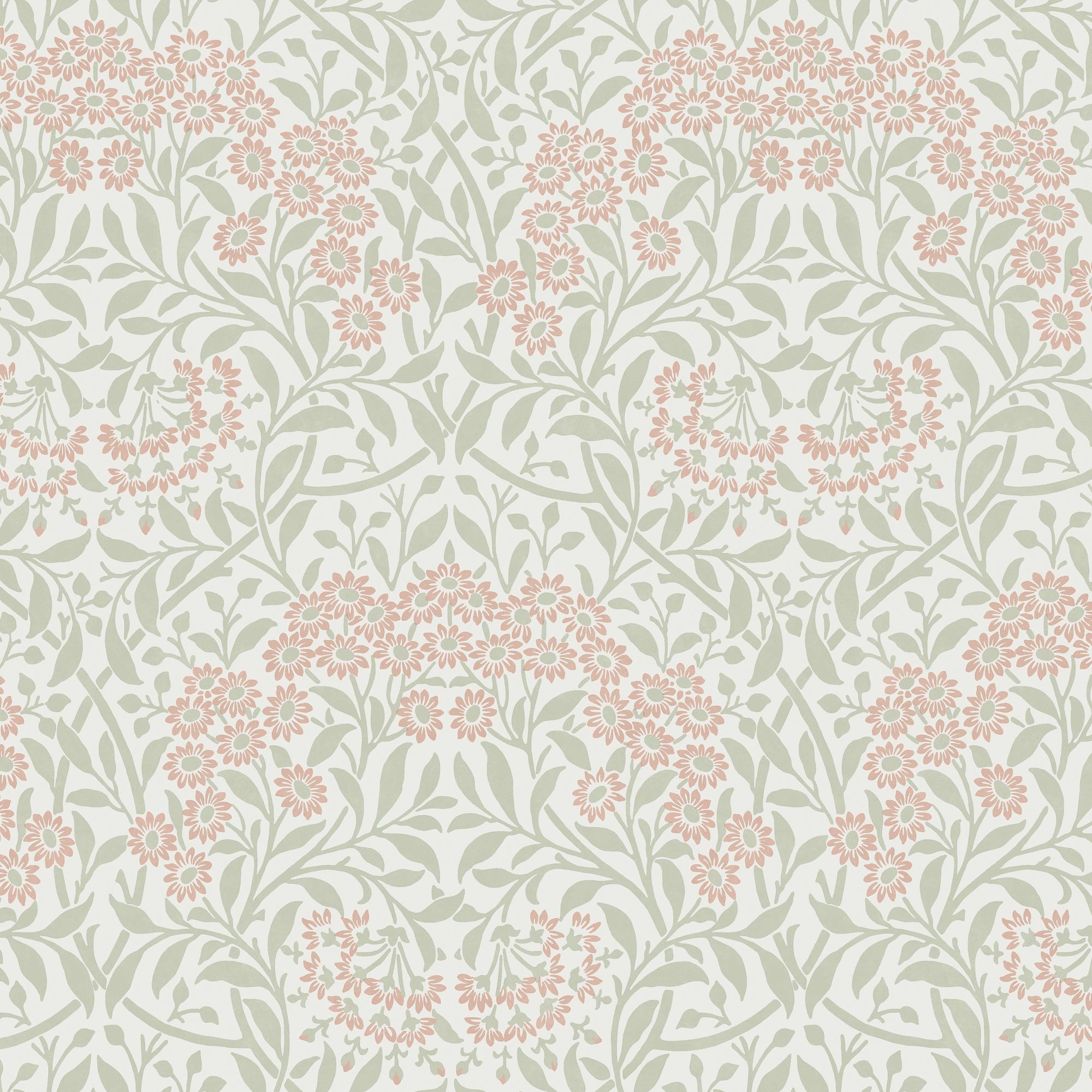 Michaelmas Daisy Wallpaper in peony &amp; sage color - pattern number 145687 - by William Morris in the William Morris at Home SS26 collection