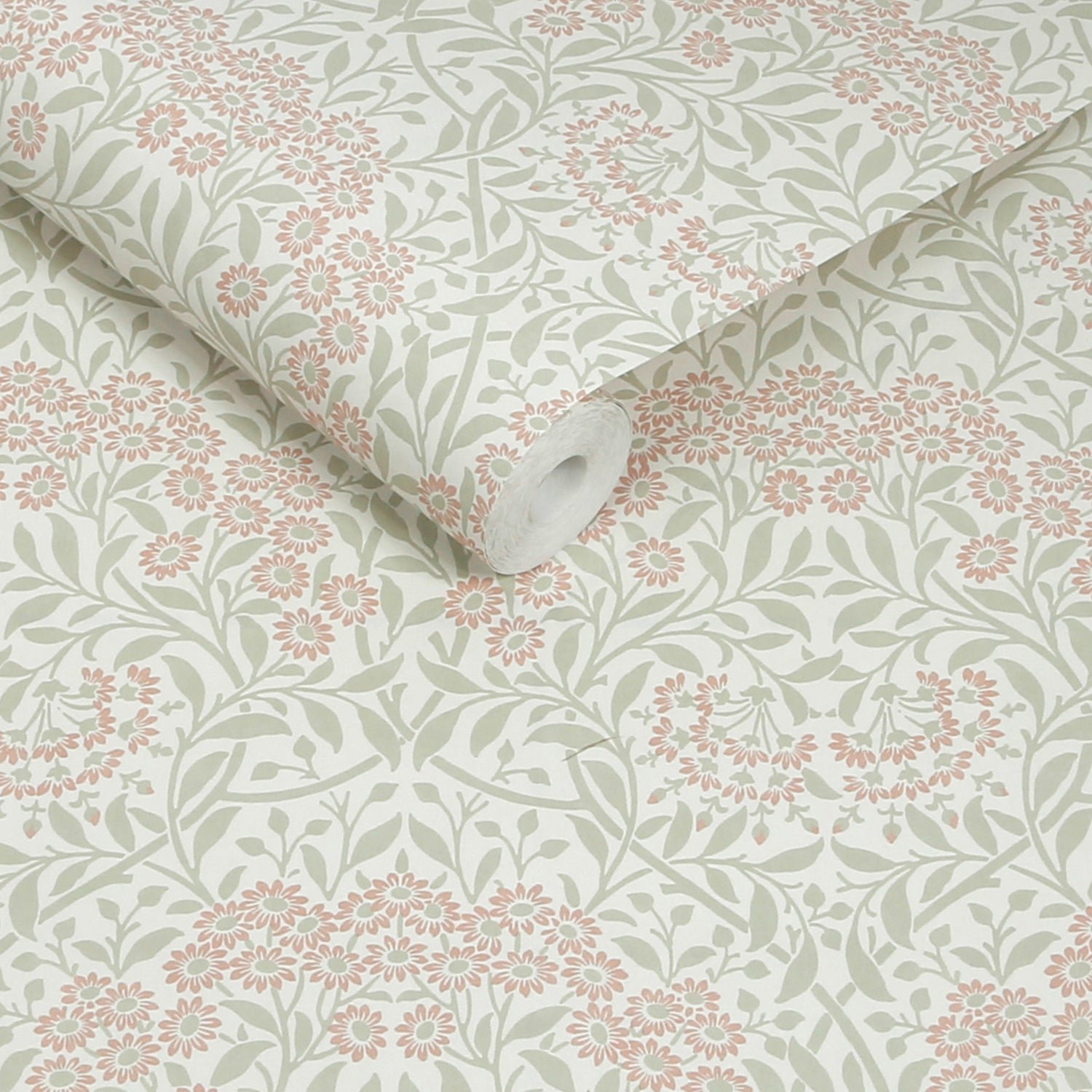 Michaelmas Daisy Wallpaper in peony &amp; sage color - pattern number 145687 - by William Morris in the William Morris at Home SS26 collection
