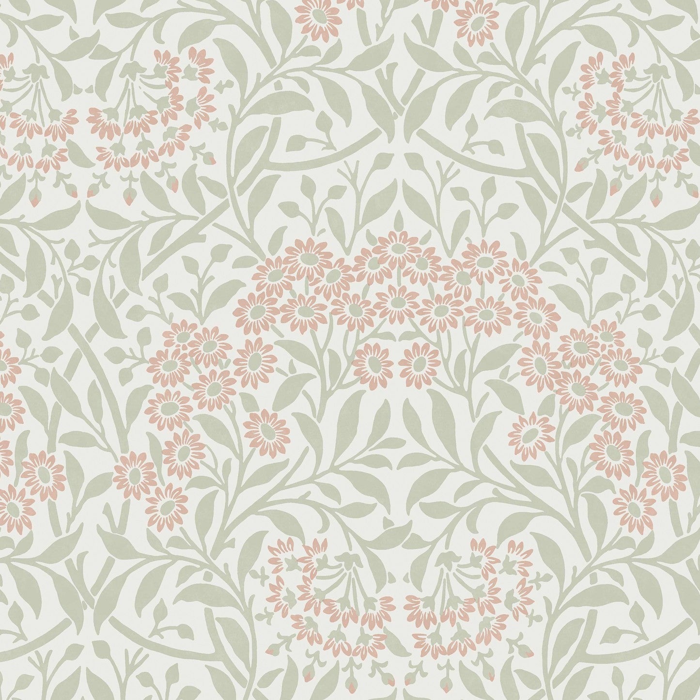 Michaelmas Daisy Wallpaper in peony &amp; sage color - pattern number 145687 - by William Morris in the William Morris at Home SS26 collection