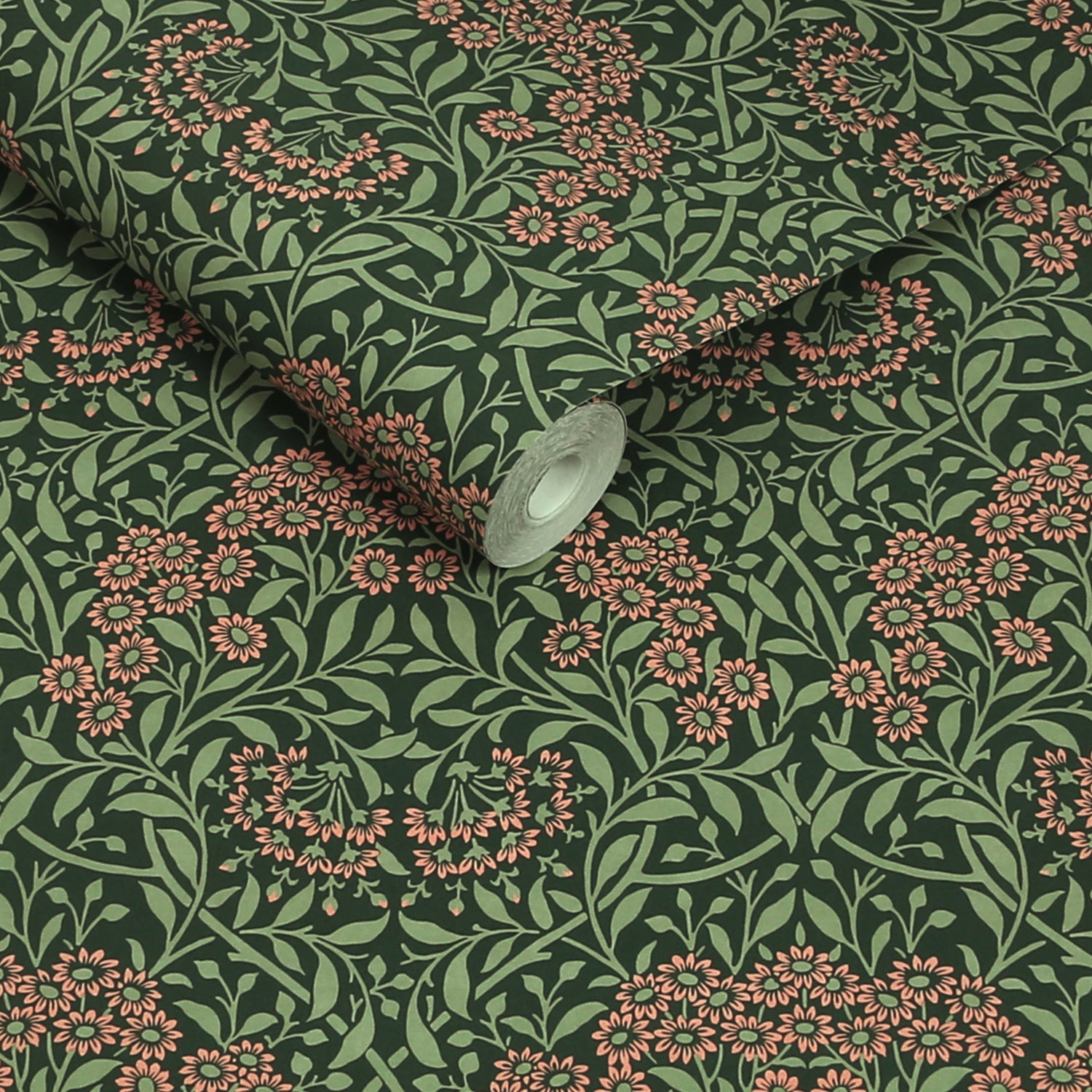 Michaelmas Daisy Wallpaper in forest color - pattern number 145689 - by William Morris in the William Morris at Home SS26 collection