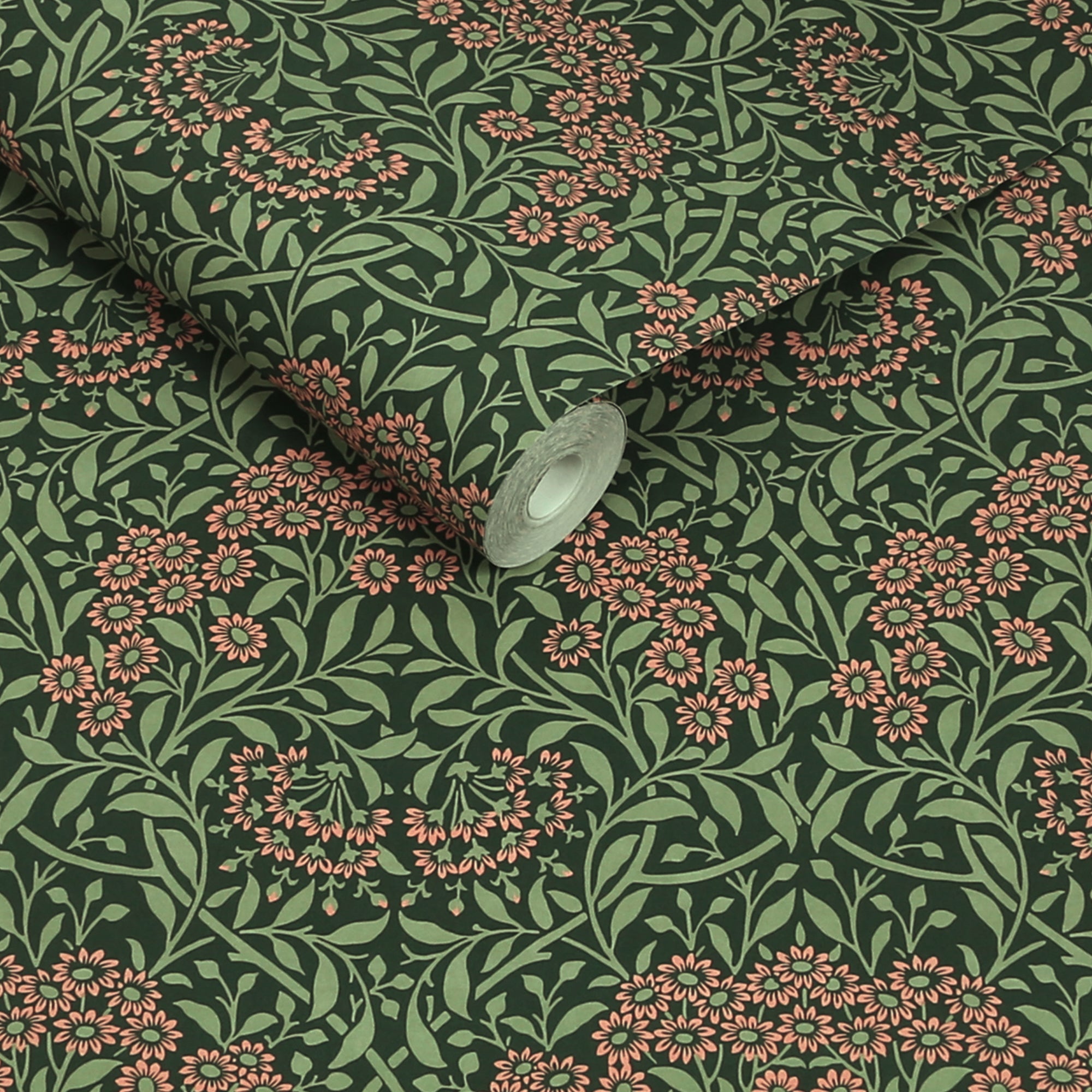 Michaelmas Daisy Wallpaper in forest color - pattern number 145689 - by William Morris in the William Morris at Home SS26 collection