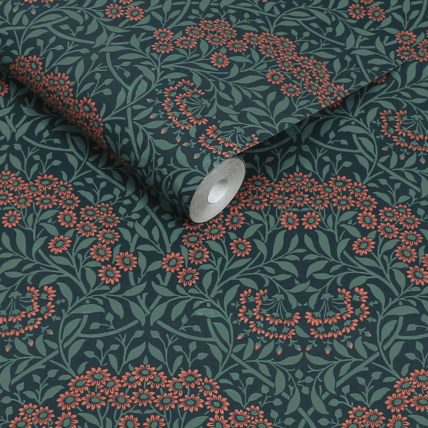 Michaelmas Daisy Wallpaper in midnight color - pattern number 145690 - by William Morris in the William Morris at Home SS26 collection