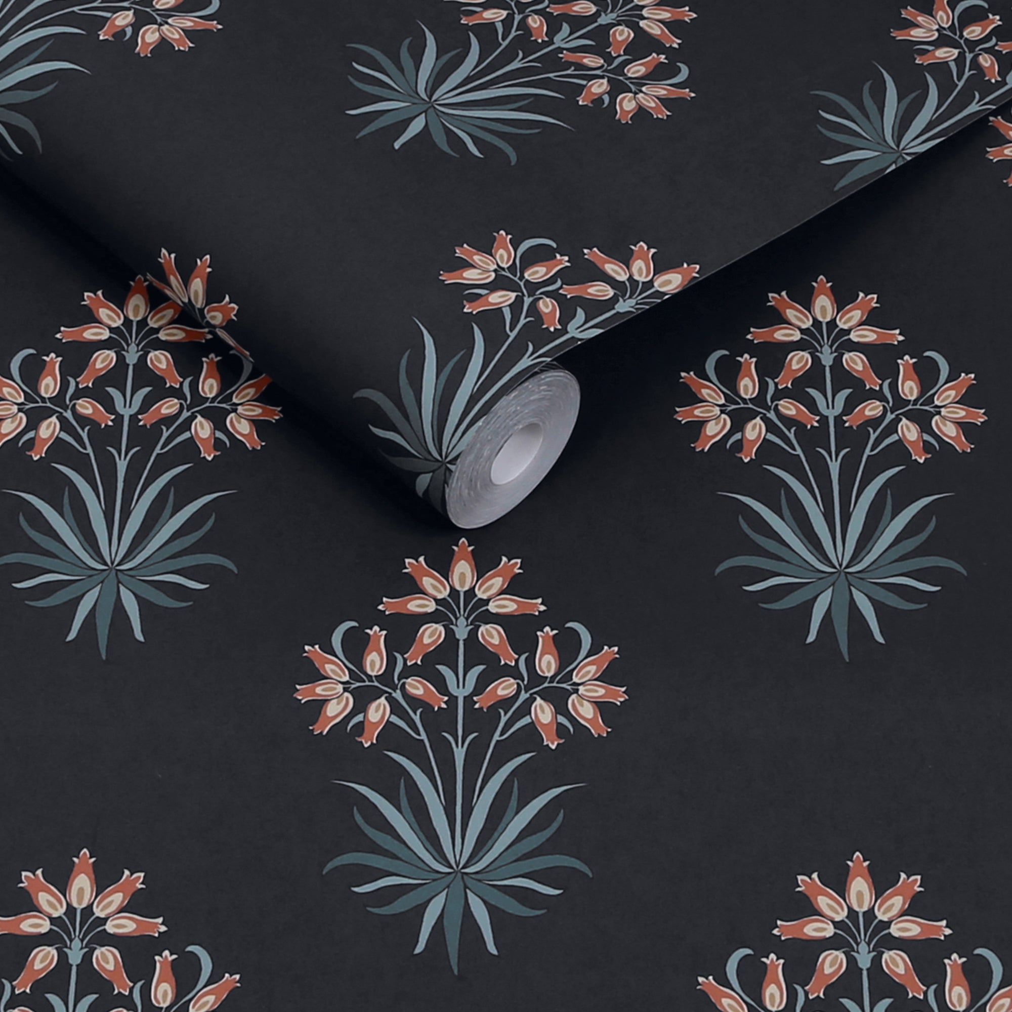 Hyacinth Flower Wallpaper in midnight color - pattern number 145691 - by William Morris in the William Morris at Home SS26 collection