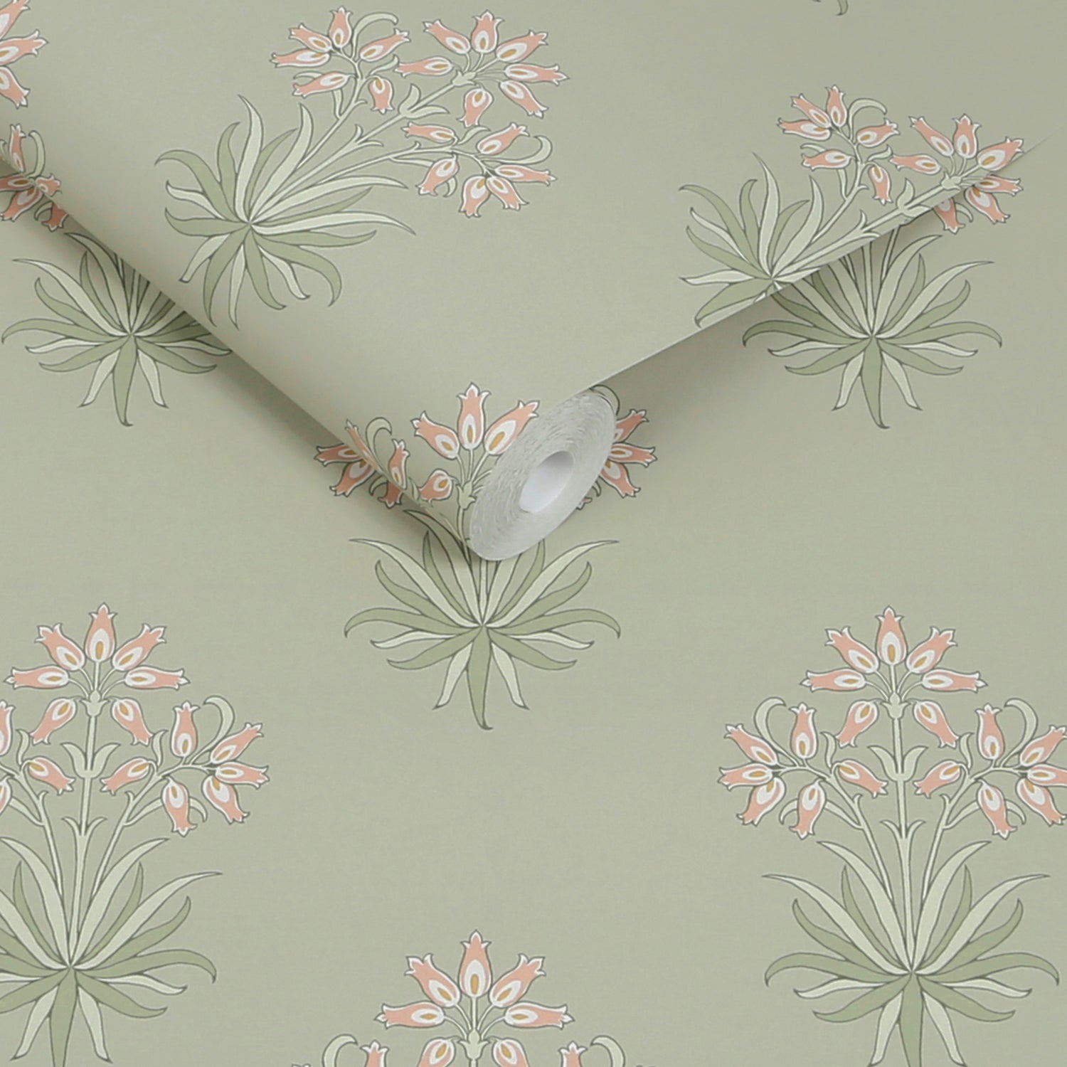 Hyacinth Flower Wallpaper in peony &amp; sage color - pattern number 145694 - by William Morris in the William Morris at Home SS26 collection