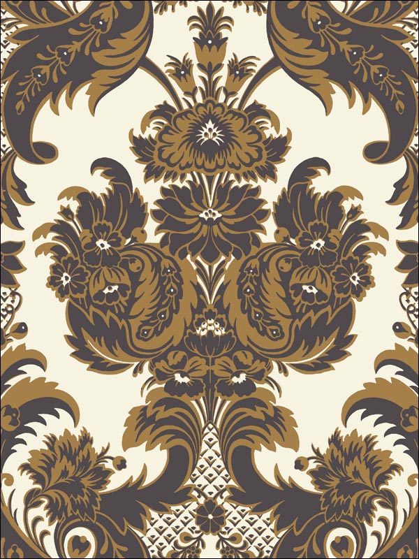 Wyndham wallpaper in black and gold color - pattern number 94/3014.CS.0 - by Cole and Son in the Albemarle collection