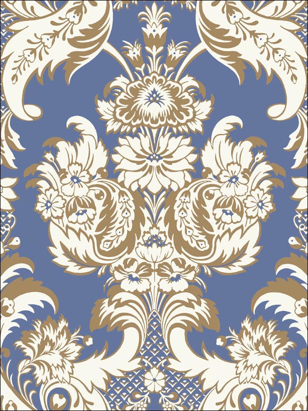 Wyndham wallpaper in blue and gold color - pattern number 94/3016.CS.0 - by Cole and Son in the Albemarle collection