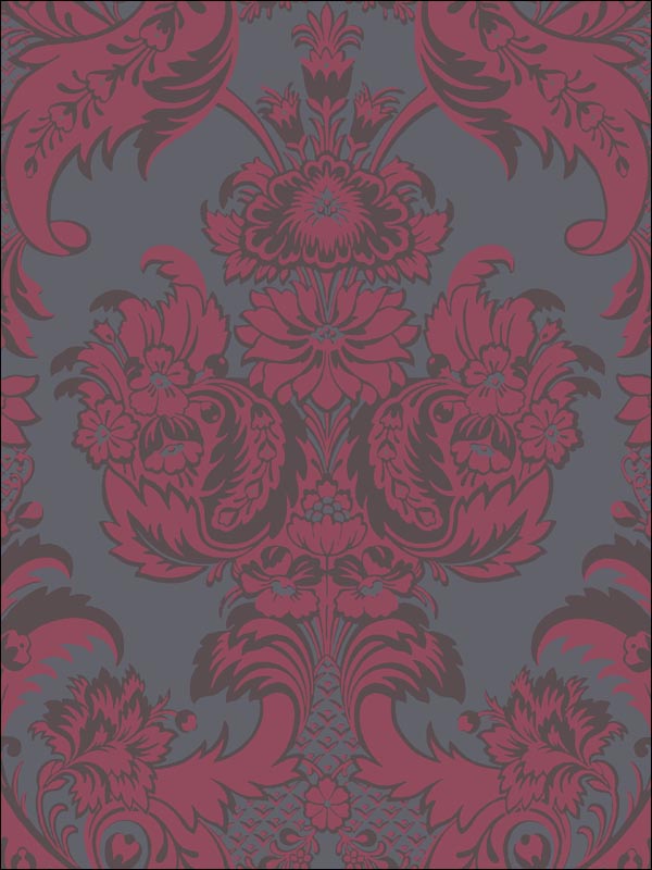 Wyndham wallpaper in red and slate color - pattern number 94/3018.CS.0 - by Cole and Son in the Albemarle collection