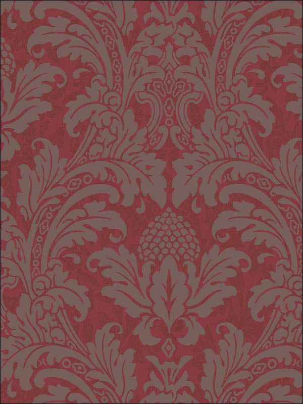Blake wallpaper in red and silver color - pattern number 94/6034.CS.0 - by Cole and Son in the Albemarle collection
