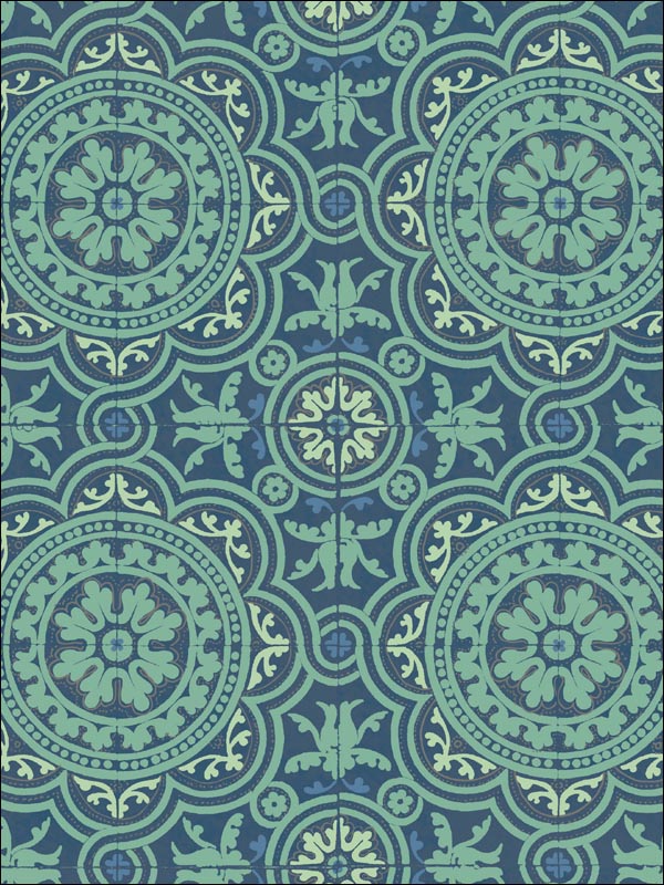 Piccadilly wallpaper in teal and gold color - pattern number 94/8043.CS.0 - by Cole and Son in the Albemarle collection
