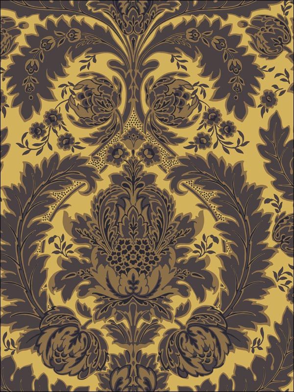 Coleridge wallpaper in yellow gold and black color - pattern number 94/9049.CS.0 - by Cole and Son in the Albemarle collection