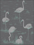 Flamingos fabric in teal silver black color - pattern number 95/8048.CS.0 - by Cole and Son in the Contemporary Restyled collection