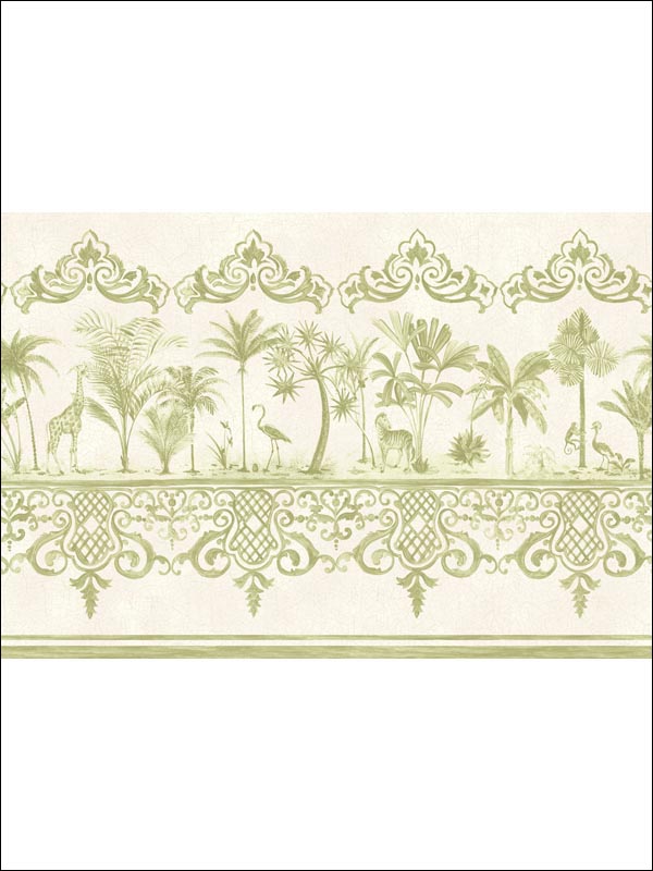 Rou Border fabric in old olive color - pattern number 99/10045.CS.0 - by Cole and Son in the Folie collection