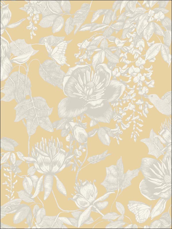Tivoli wallpaper in yellow color - pattern number 99/7029.CS.0 - by Cole and Son in the Folie collection