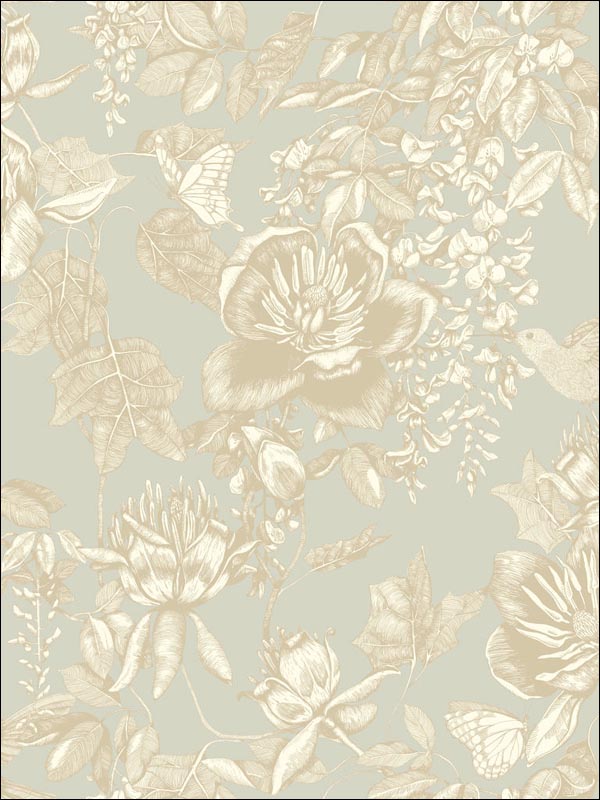 Tivoli wallpaper in old olive color - pattern number 99/7031.CS.0 - by Cole and Son in the Folie collection