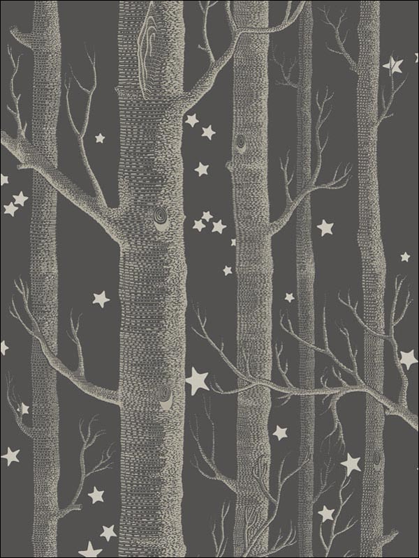 Woods and Stars fabric in charcoal color - pattern number 103/11053.CS.0 - by Cole and Son in the Whimsical collection