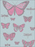 Butterflies and Dragonflies fabric in pink on blue color - pattern number 103/15062.CS.0 - by Cole and Son in the Whimsical collection