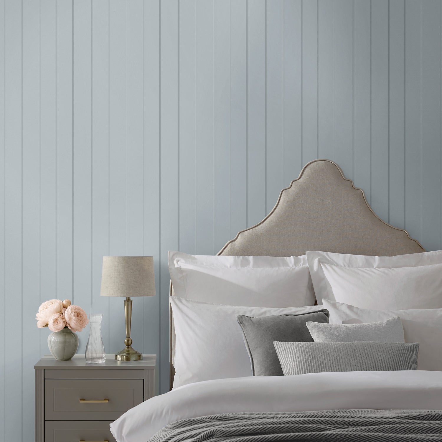 Wood Panel Wallpaper in mineral blue color - pattern number 146787 - by Martha Stewart in the Martha Stewart AW26 collection