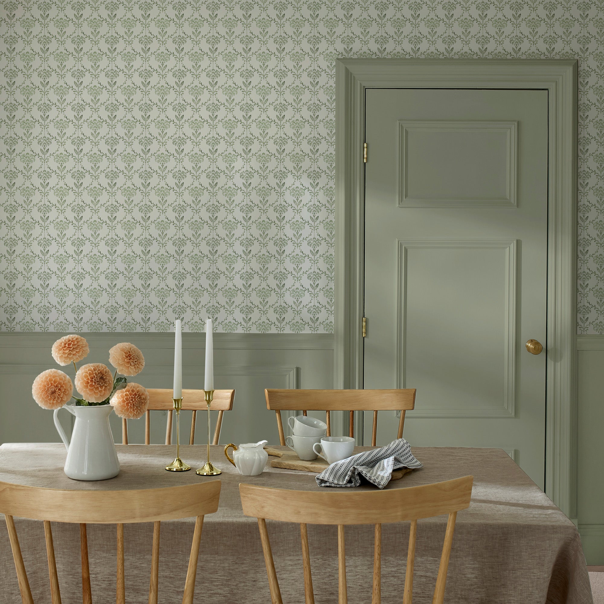 Chateau Fleur Basketweave Wallpaper in green color - pattern number 146793 - by Martha Stewart in the Martha Stewart AW26 collection