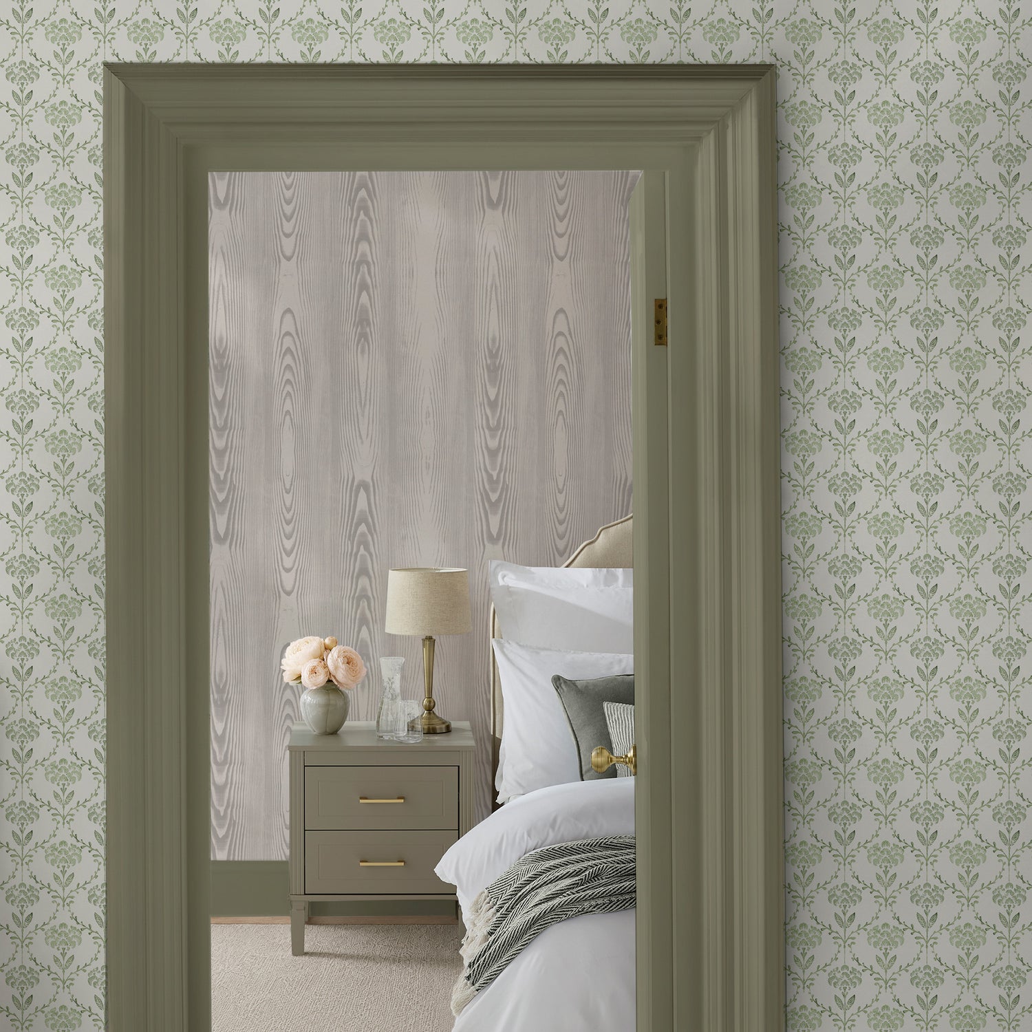 Chateau Fleur Basketweave Wallpaper in green color - pattern number 146793 - by Martha Stewart in the Martha Stewart AW26 collection