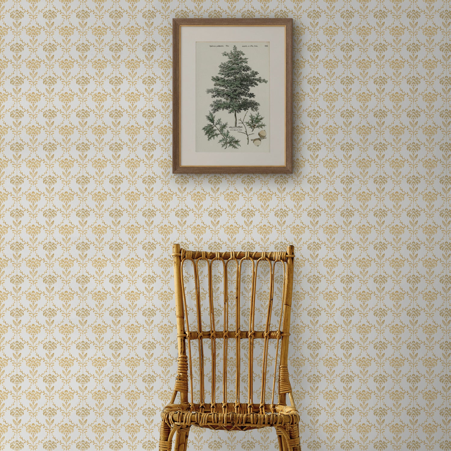 Chateau Fleur Basketweave Wallpaper in ochre color - pattern number 146795 - by Martha Stewart in the Martha Stewart AW26 collection