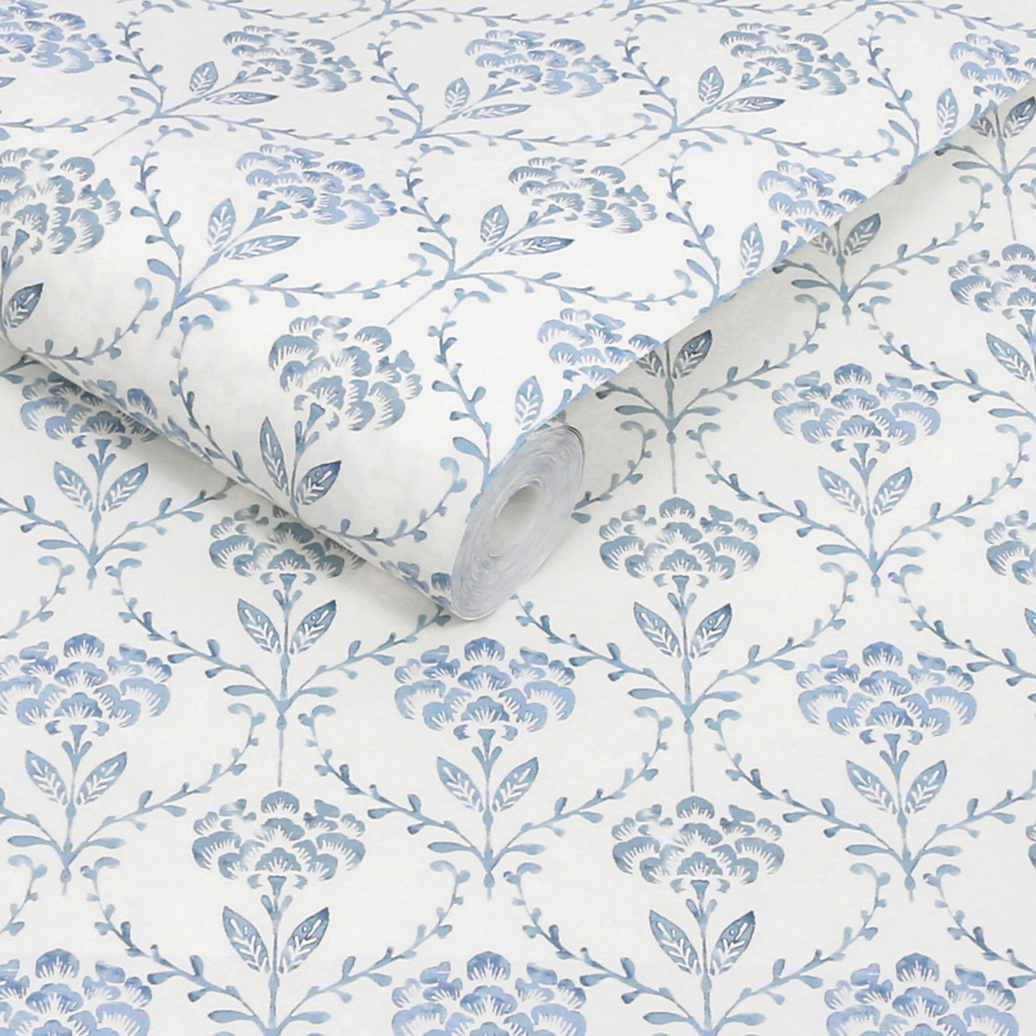 Chateau Fleur Basketweave Wallpaper in porcelain blue color - pattern number 146796 - by Martha Stewart in the Martha Stewart AW26 collection