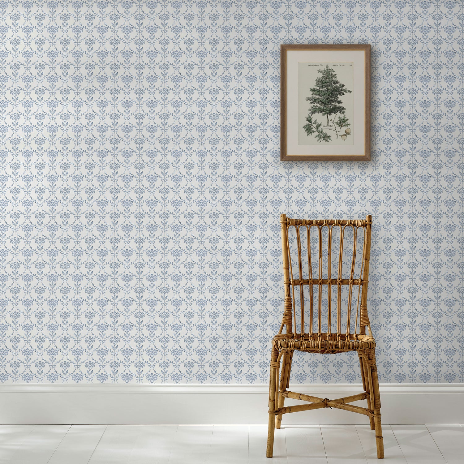 Chateau Fleur Basketweave Wallpaper in porcelain blue color - pattern number 146796 - by Martha Stewart in the Martha Stewart AW26 collection
