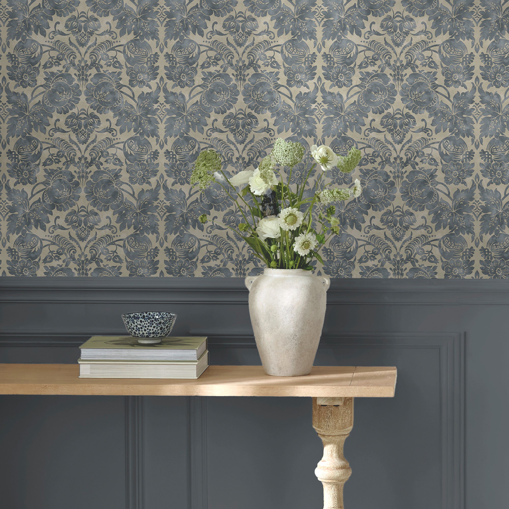 Florentine Wallpaper in tarn color - pattern number 146798 - by Martha Stewart in the Martha Stewart AW26 collection