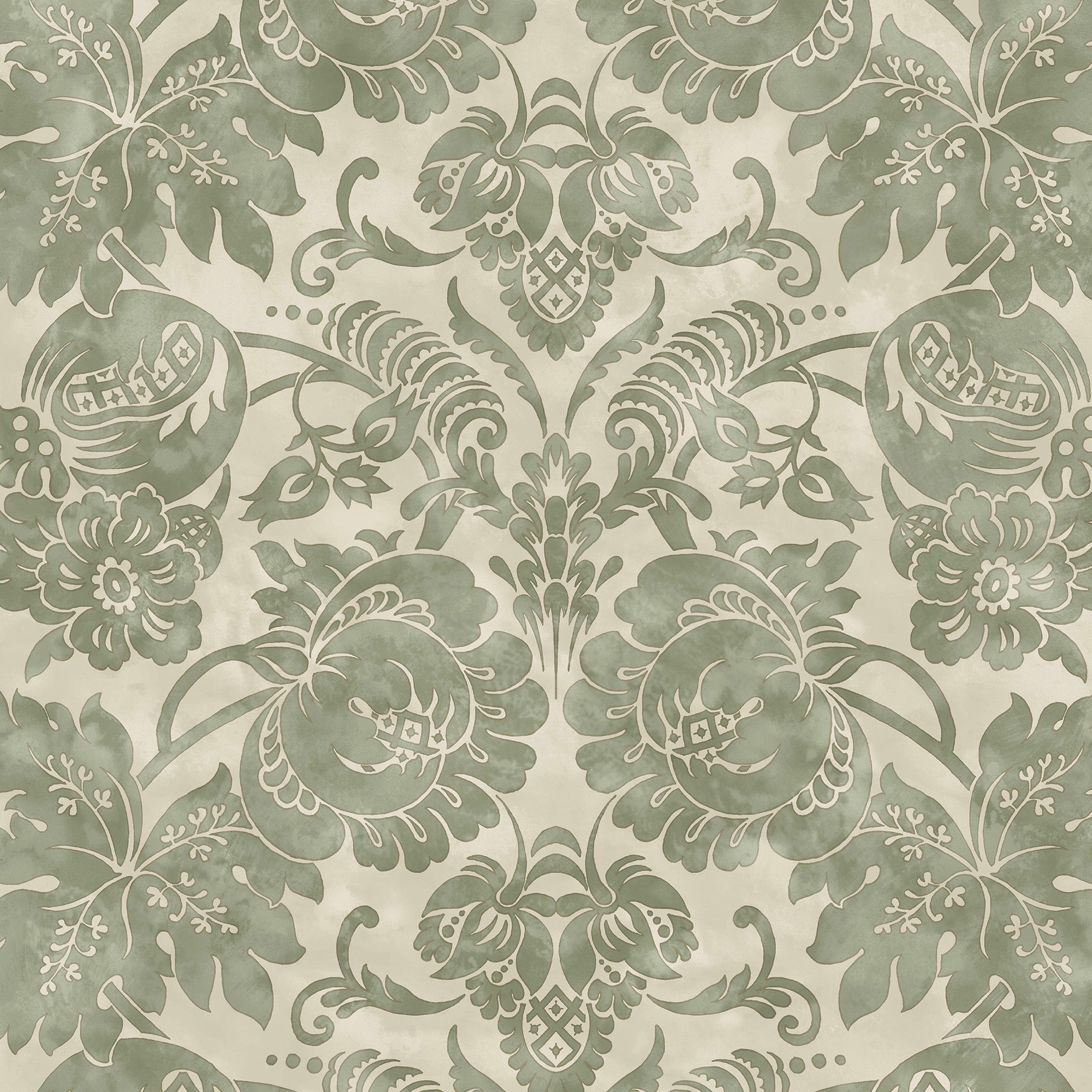 Florentine Wallpaper in moss color - pattern number 146799 - by Martha Stewart in the Martha Stewart AW26 collection