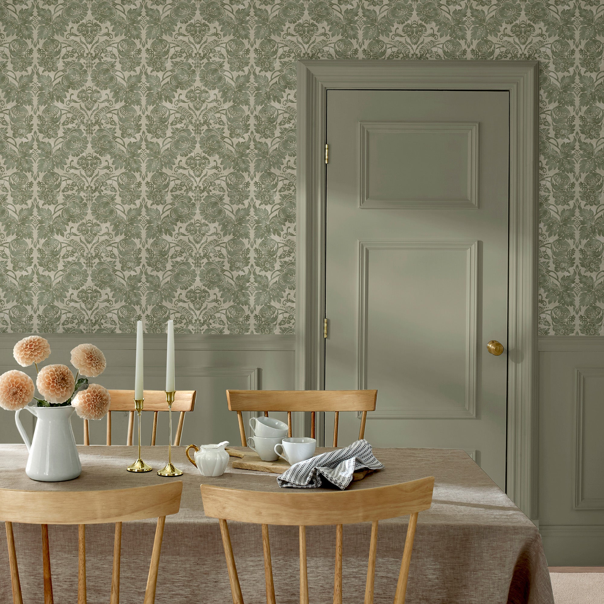 Florentine Wallpaper in moss color - pattern number 146799 - by Martha Stewart in the Martha Stewart AW26 collection