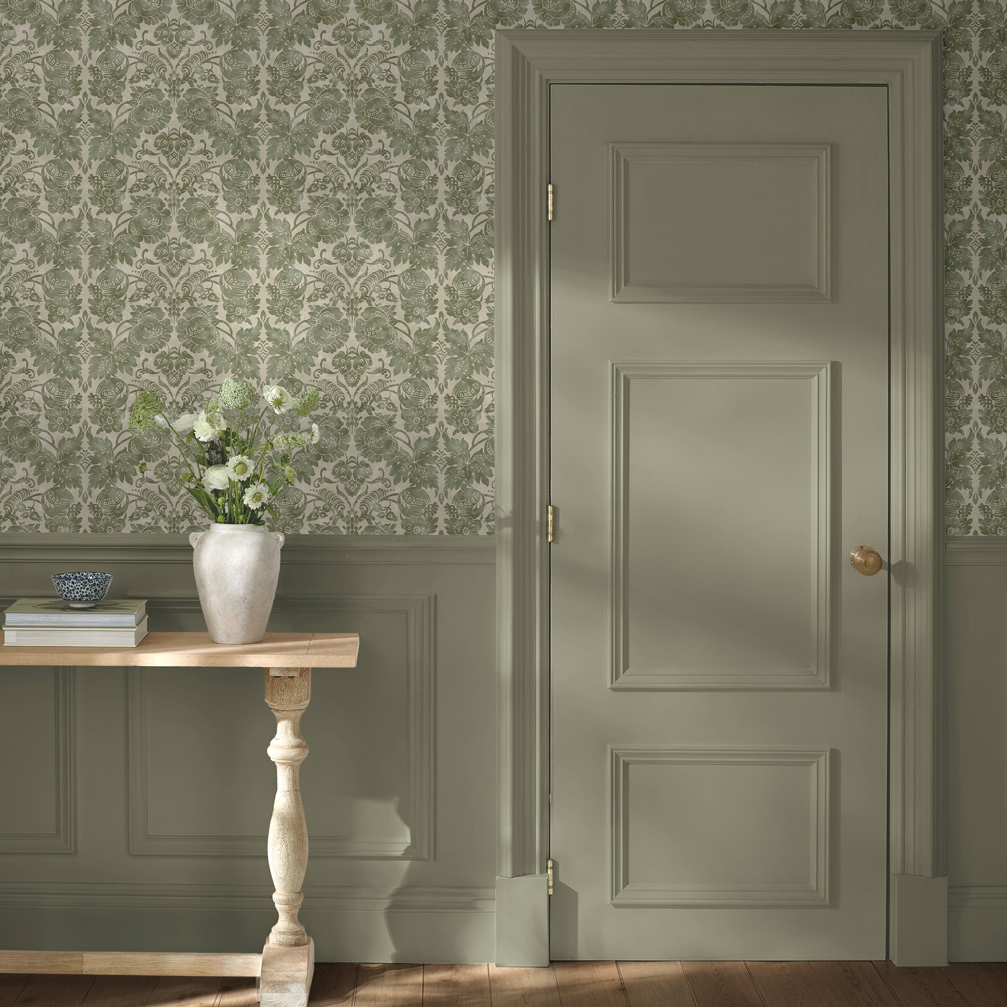 Florentine Wallpaper in moss color - pattern number 146799 - by Martha Stewart in the Martha Stewart AW26 collection