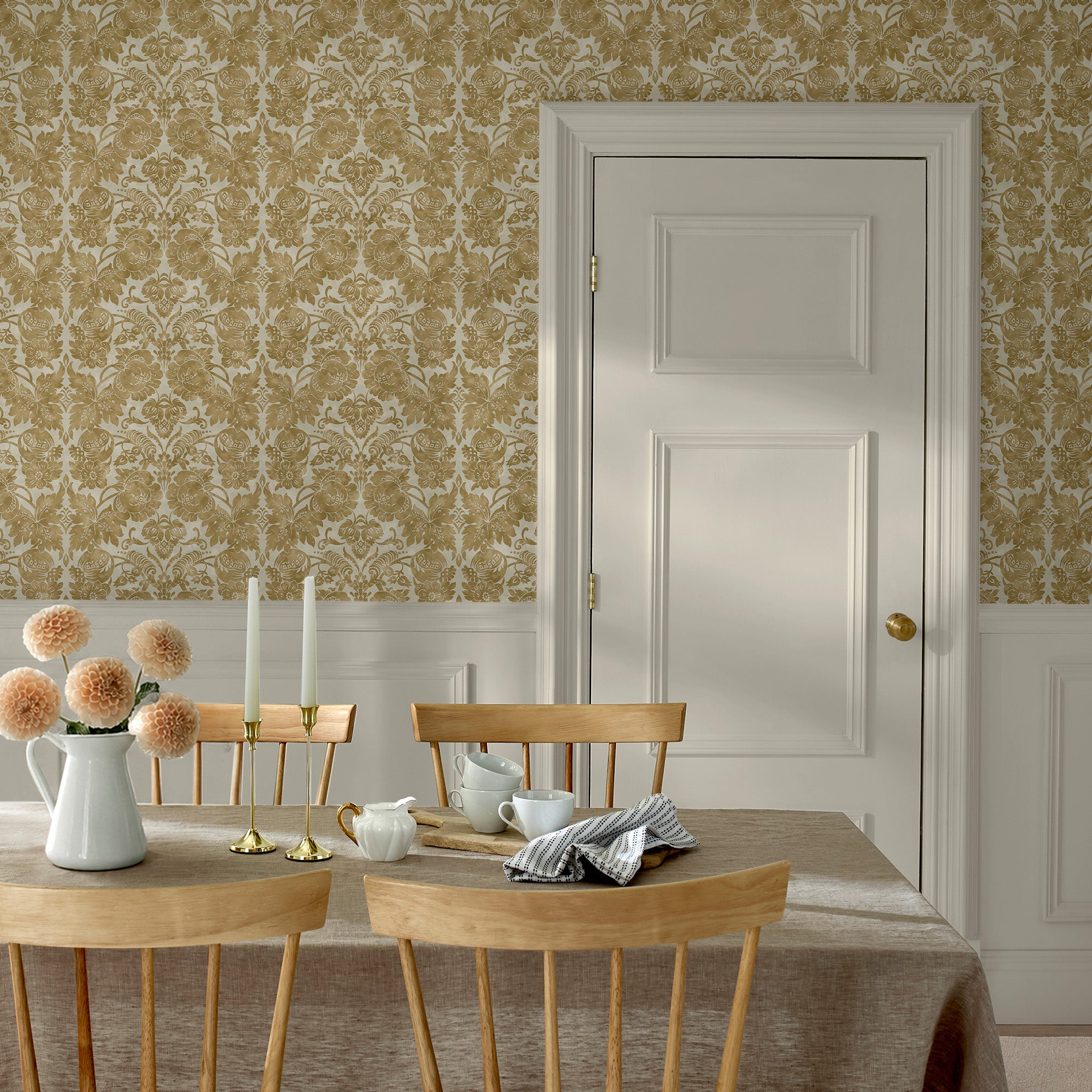 Florentine Wallpaper in antique gold color - pattern number 146800 - by Martha Stewart in the Martha Stewart AW26 collection