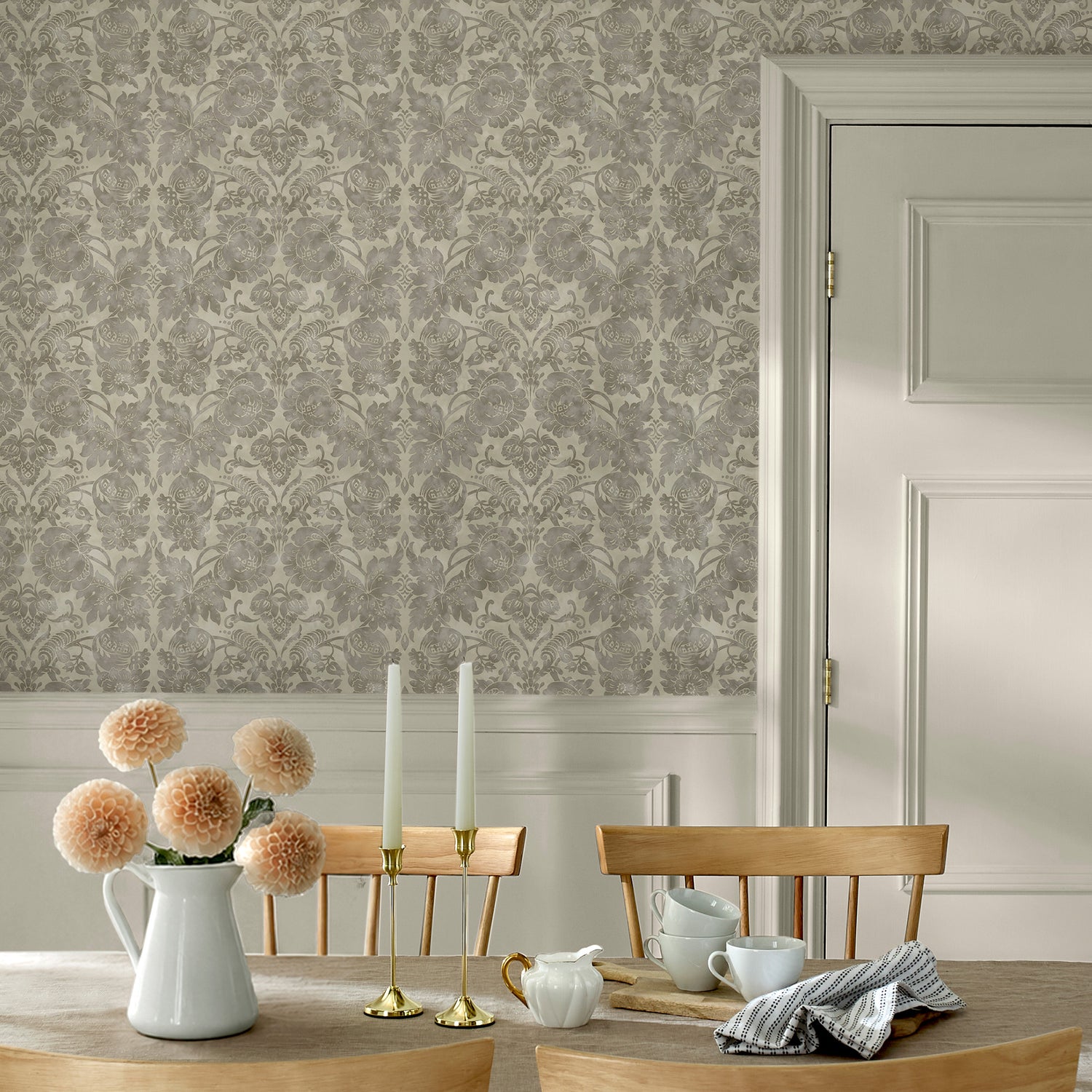 Florentine Wallpaper in taupe color - pattern number 146801 - by Martha Stewart in the Martha Stewart AW26 collection