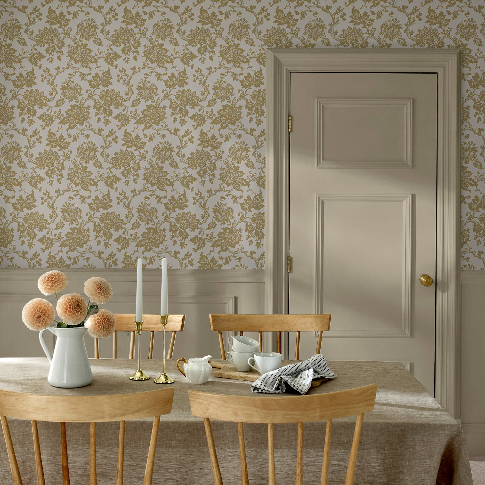 Jacobean Wallpaper in antique gold color - pattern number 146803 - by Martha Stewart in the Martha Stewart AW26 collection