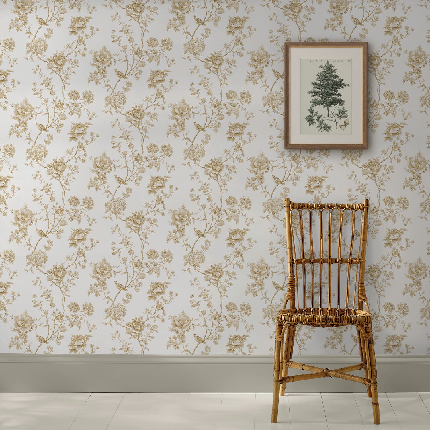 Floral Vine Wallpaper in antique gold color - pattern number 146807 - by Martha Stewart in the Martha Stewart AW26 collection