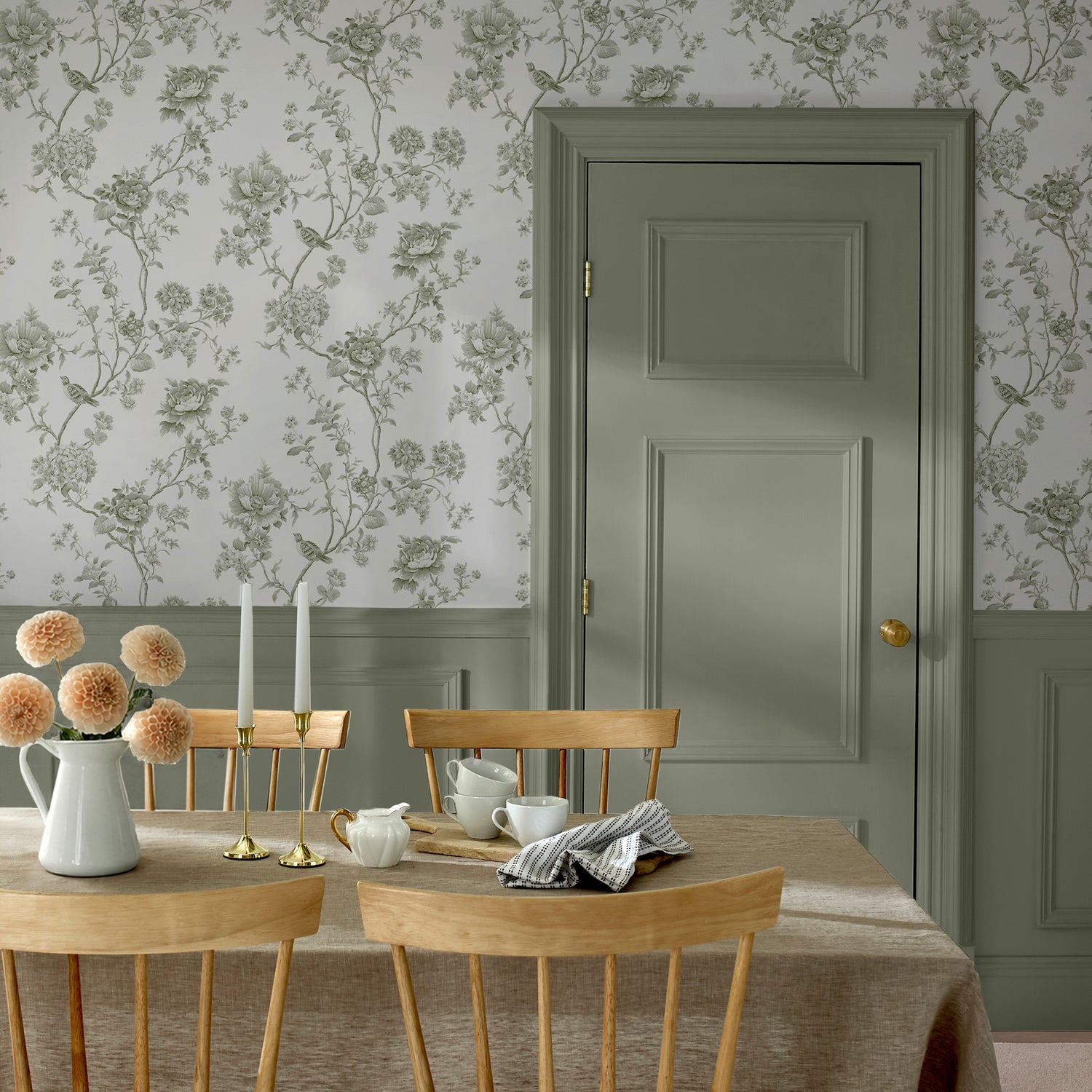 Floral Vine Wallpaper in moss color - pattern number 146808 - by Martha Stewart in the Martha Stewart AW26 collection