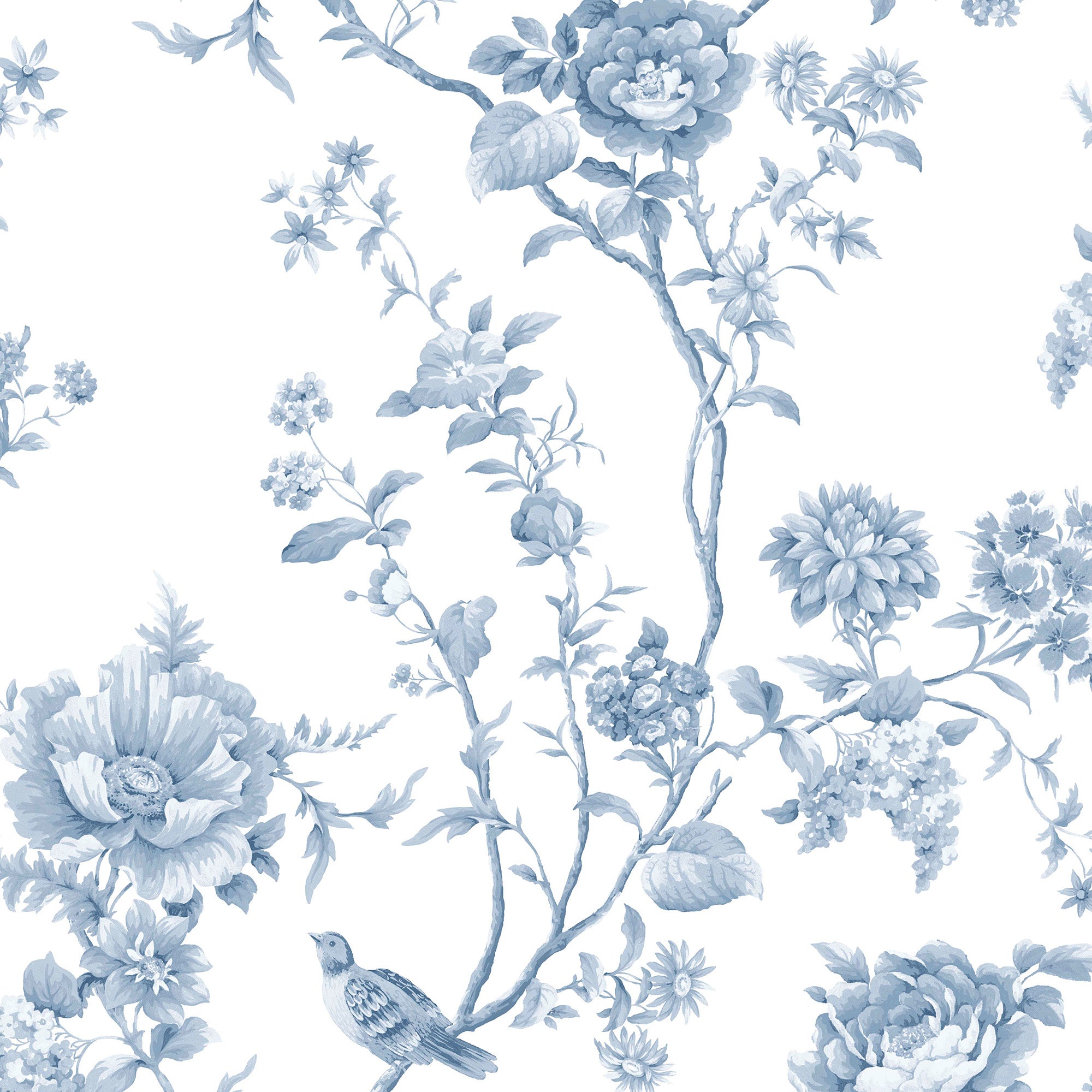 Floral Vine Wallpaper in porcelain blue color - pattern number 146810 - by Martha Stewart in the Martha Stewart AW26 collection