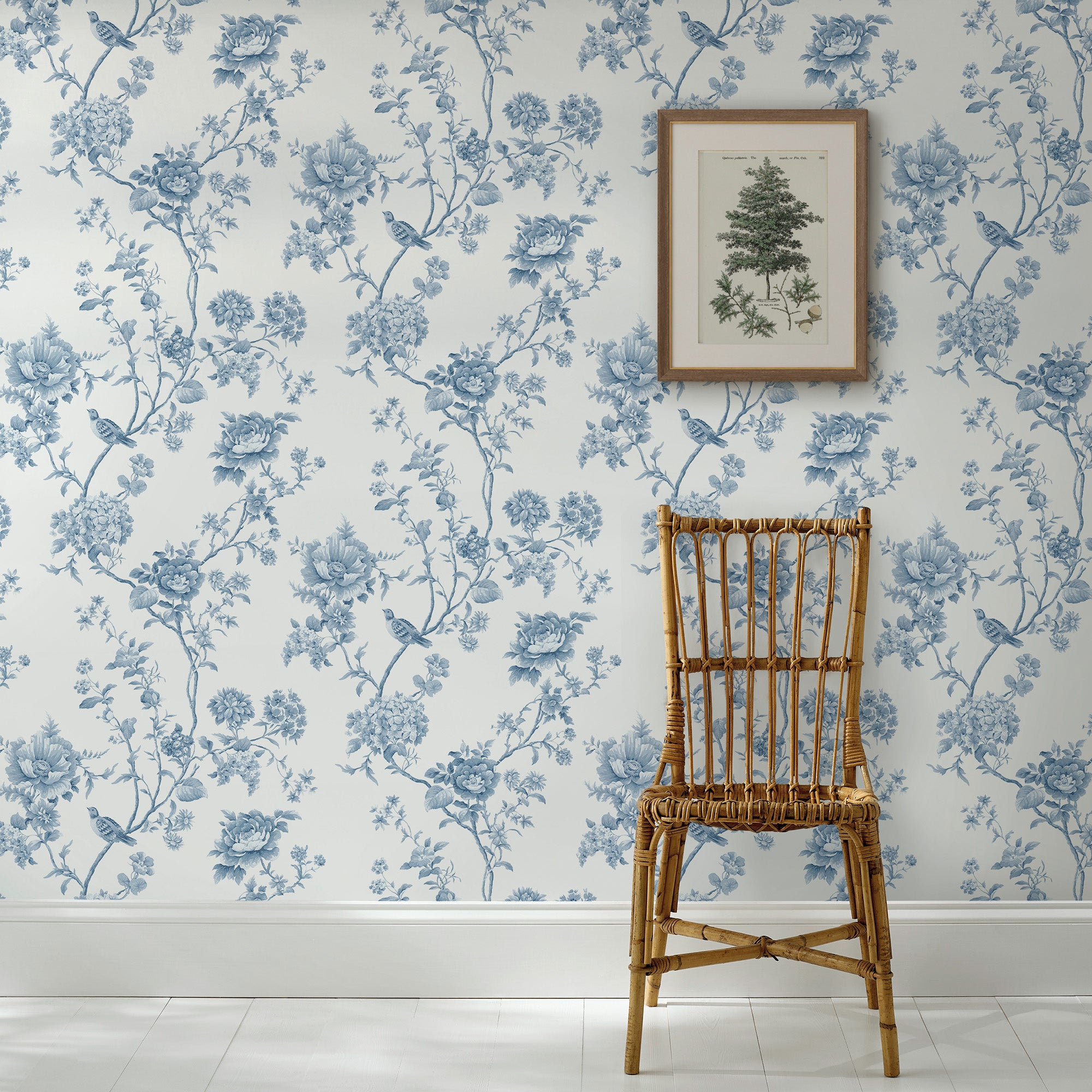 Floral Vine Wallpaper in porcelain blue color - pattern number 146810 - by Martha Stewart in the Martha Stewart AW26 collection