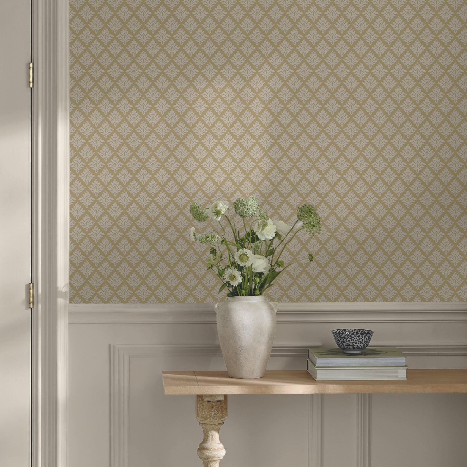 Artisan Floral Wallpaper in antique gold color - pattern number 146812 - by Martha Stewart in the Martha Stewart AW26 collection