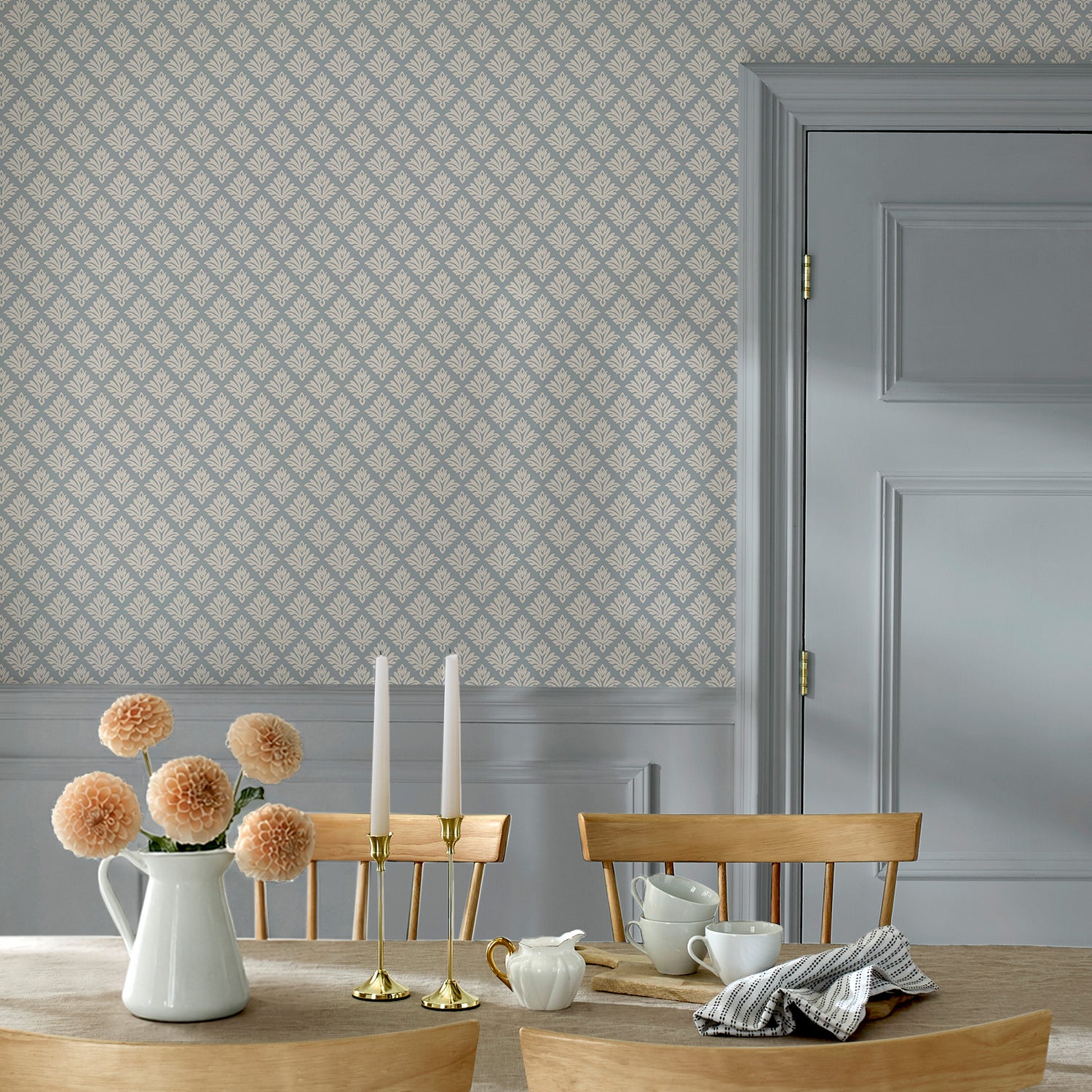 Artisan Floral Wallpaper in mineral blue color - pattern number 146813 - by Martha Stewart in the Martha Stewart AW26 collection