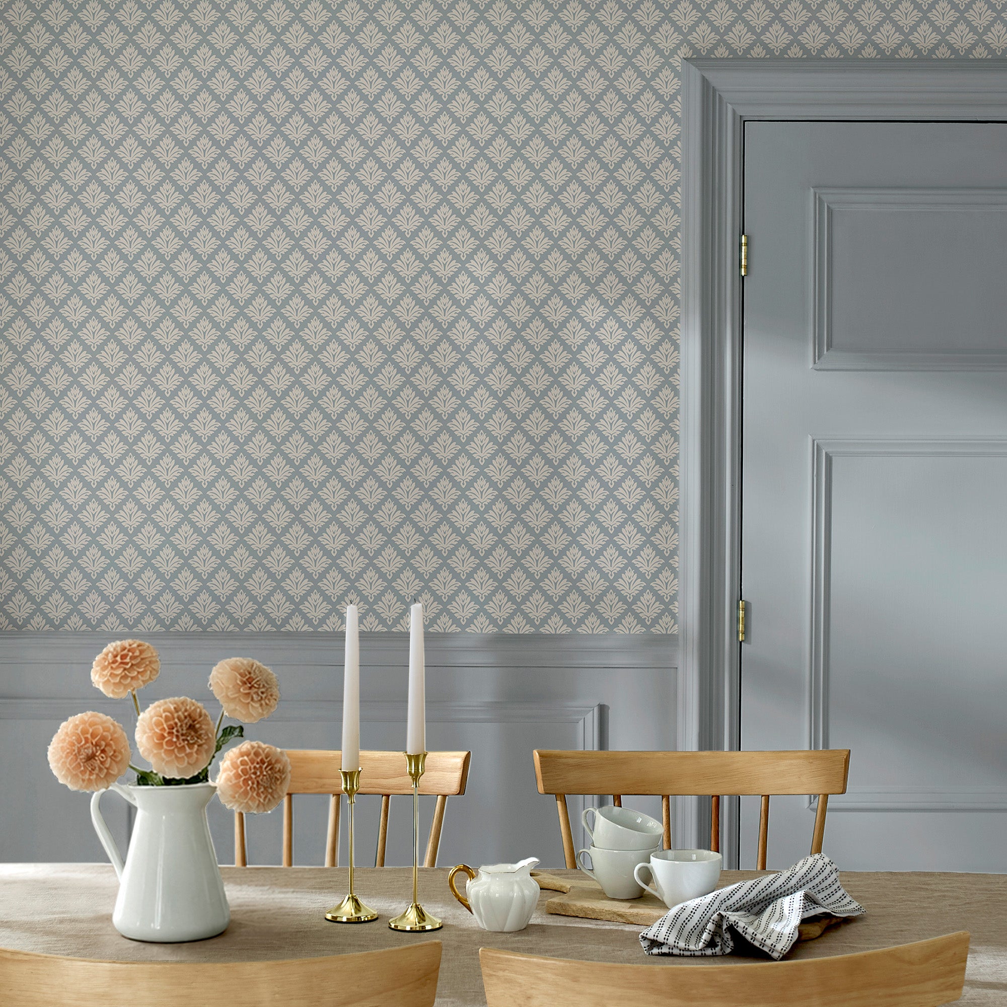 Artisan Floral Wallpaper in mineral blue color - pattern number 146813 - by Martha Stewart in the Martha Stewart AW26 collection